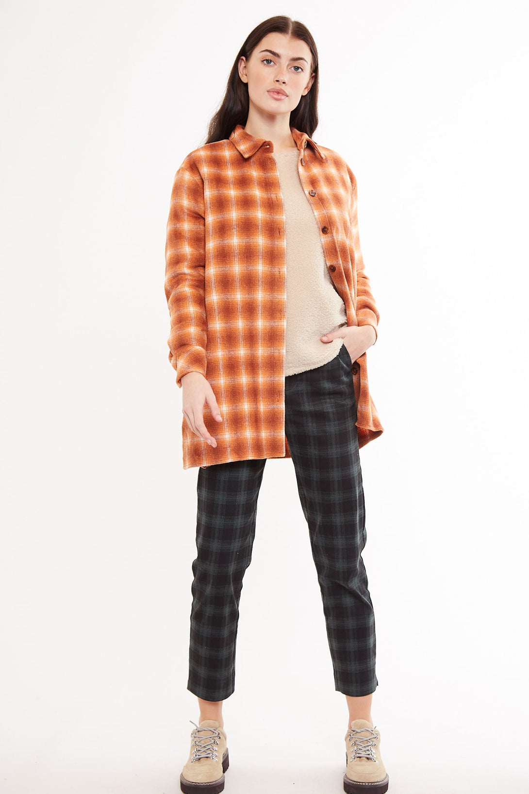 Rust Shacket Woman Louche Meriam Check Shacket Rust
