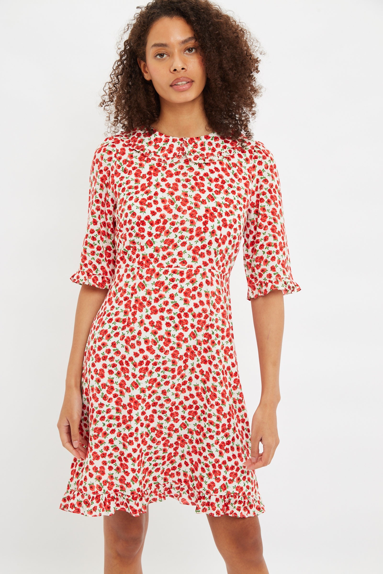 Myfanwy Roses Roses Print Short Sleeve Mini Dress