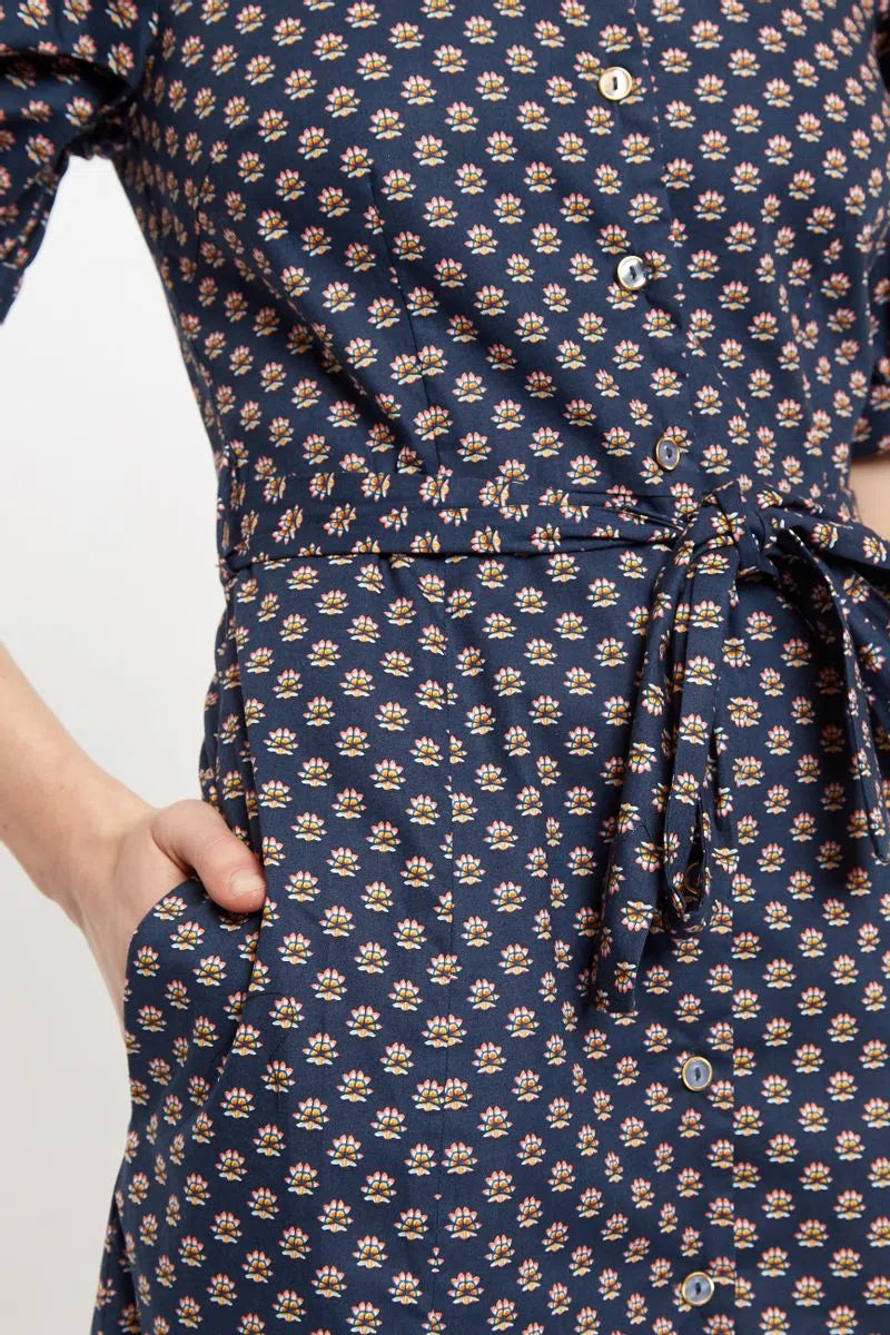 Louche Mollie Jaipur Print Midi Short Sleeve Shirt Dress