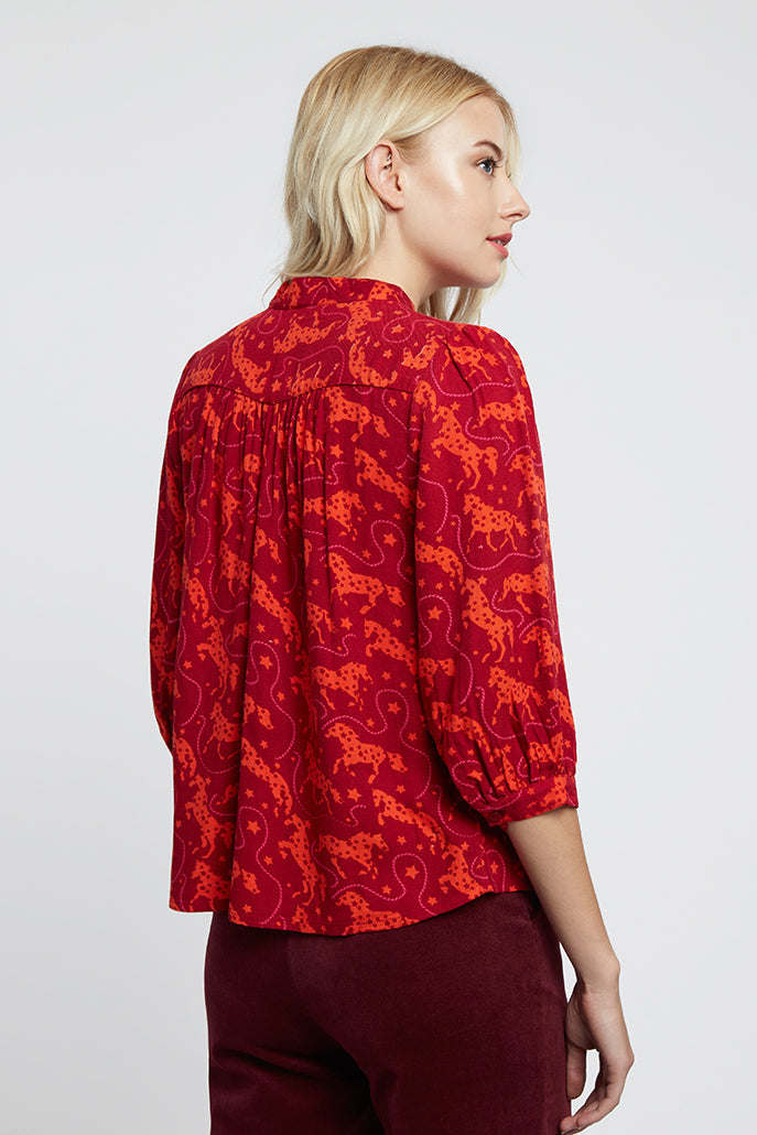 Louche Manuelle Horses Printed Blouse Red