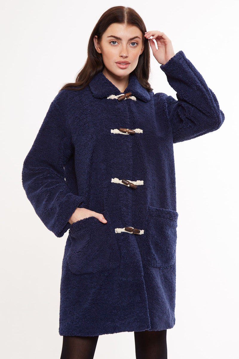 Louche Narimane Borg Duffle Coat - Navy - Front