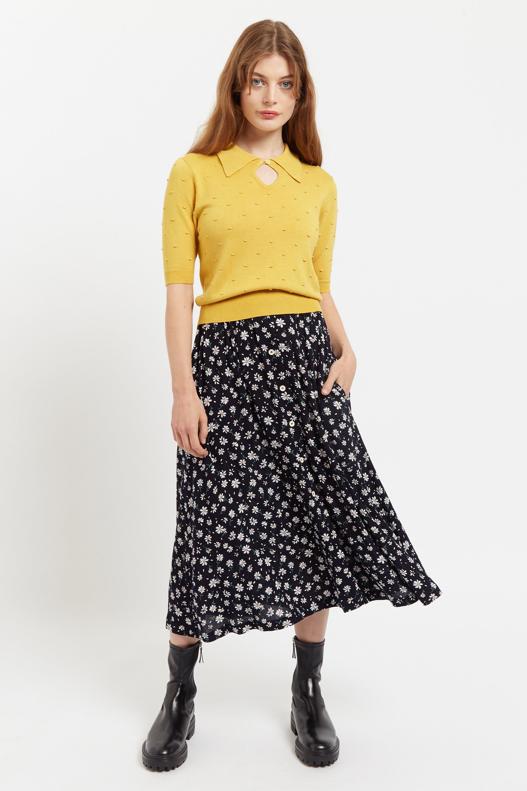 Nese Daisy Drop Print Midi Skirt – Louche