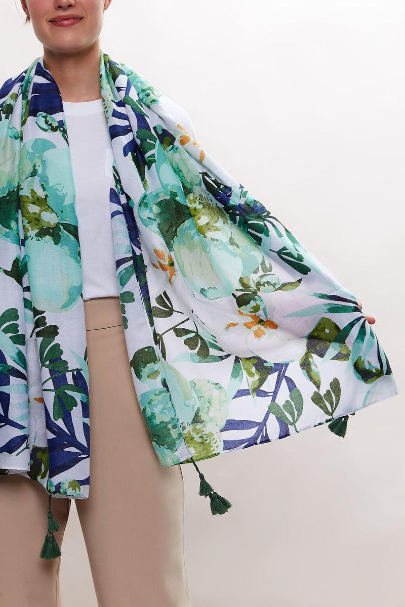 Louche Peony Printed Scarf - Front
