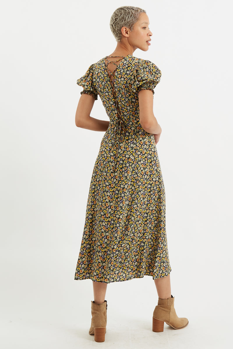 Romola Santa Fe Floral Laced Back Midi Dress - Front