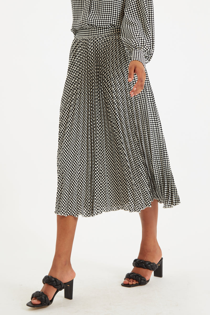 Louche Sabina Diamonds Forever Print Pleated Midi Skirt - Front