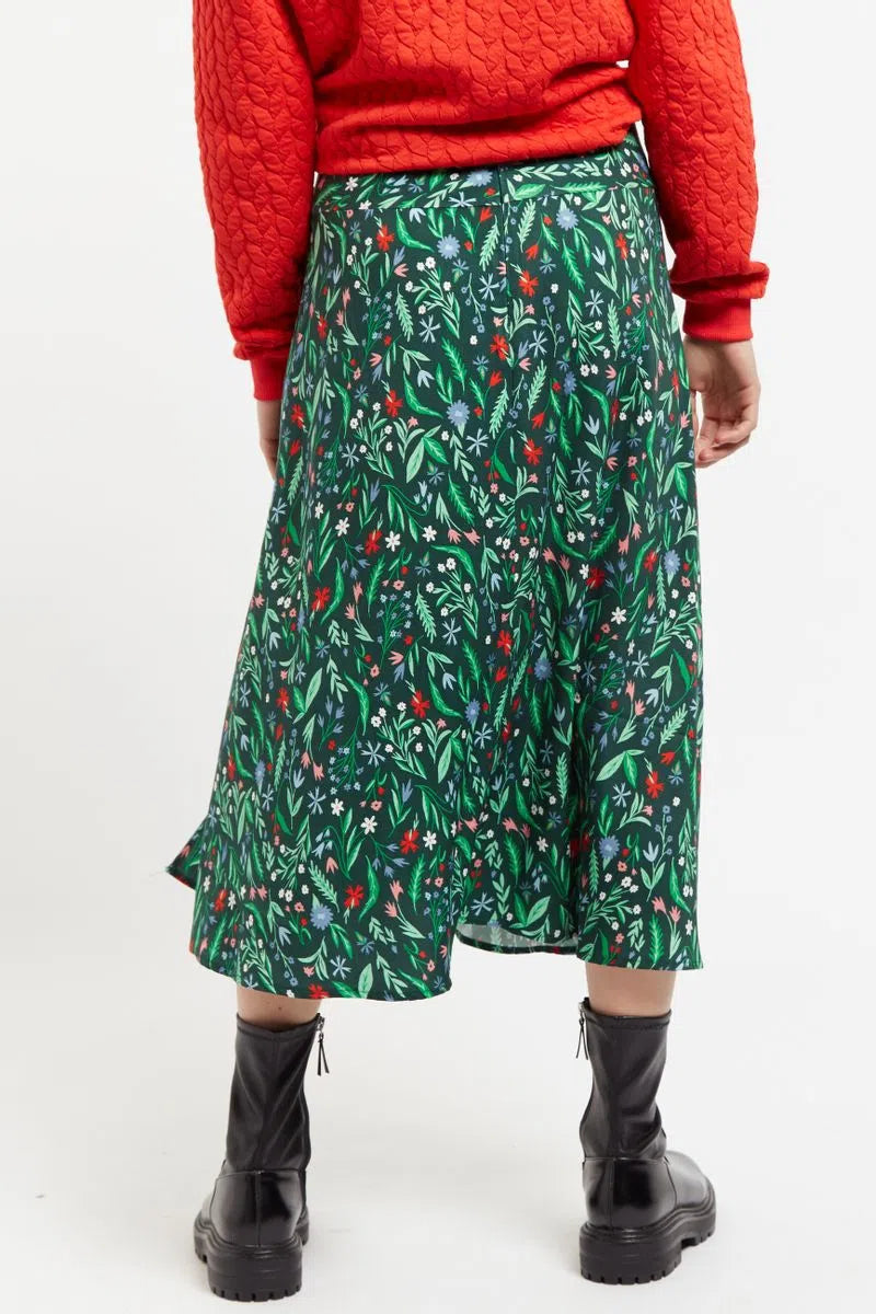 Louche Barney Folk Floral Print Midi Skirt in Multi