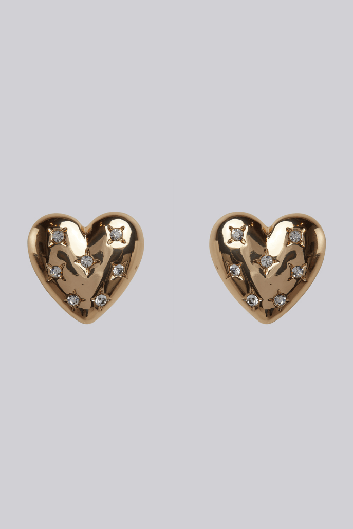 Lettice Large Diamante Heart Stud Earrings