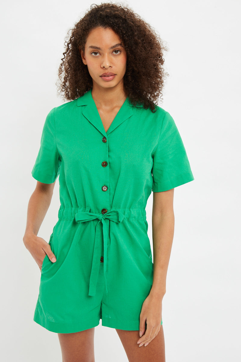 Louche Wren Short Sleeve Playsuit - Front