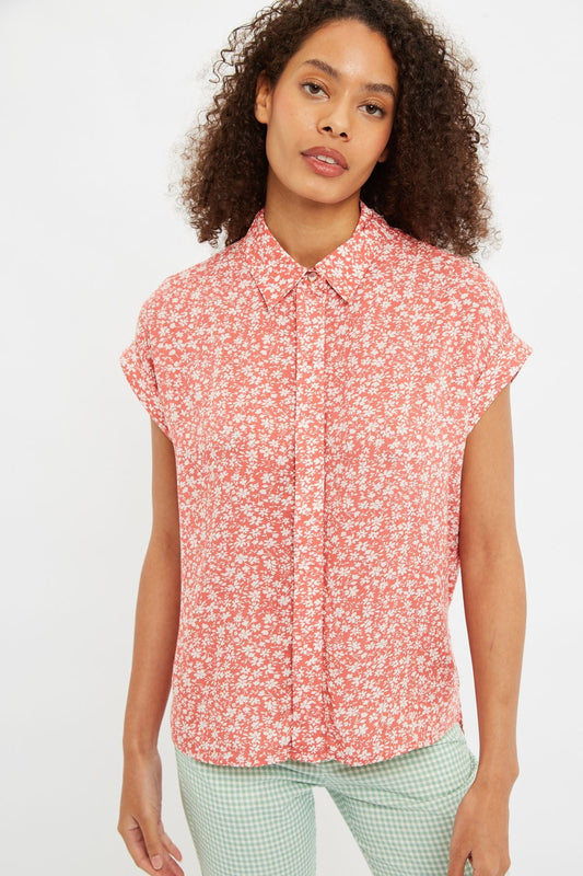 Abinaya Micro Blossom Print Shirt In Pink