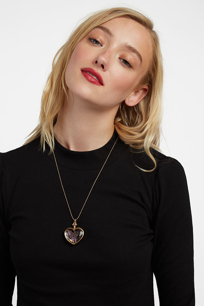Adina Flower Necklace in Purple - Front