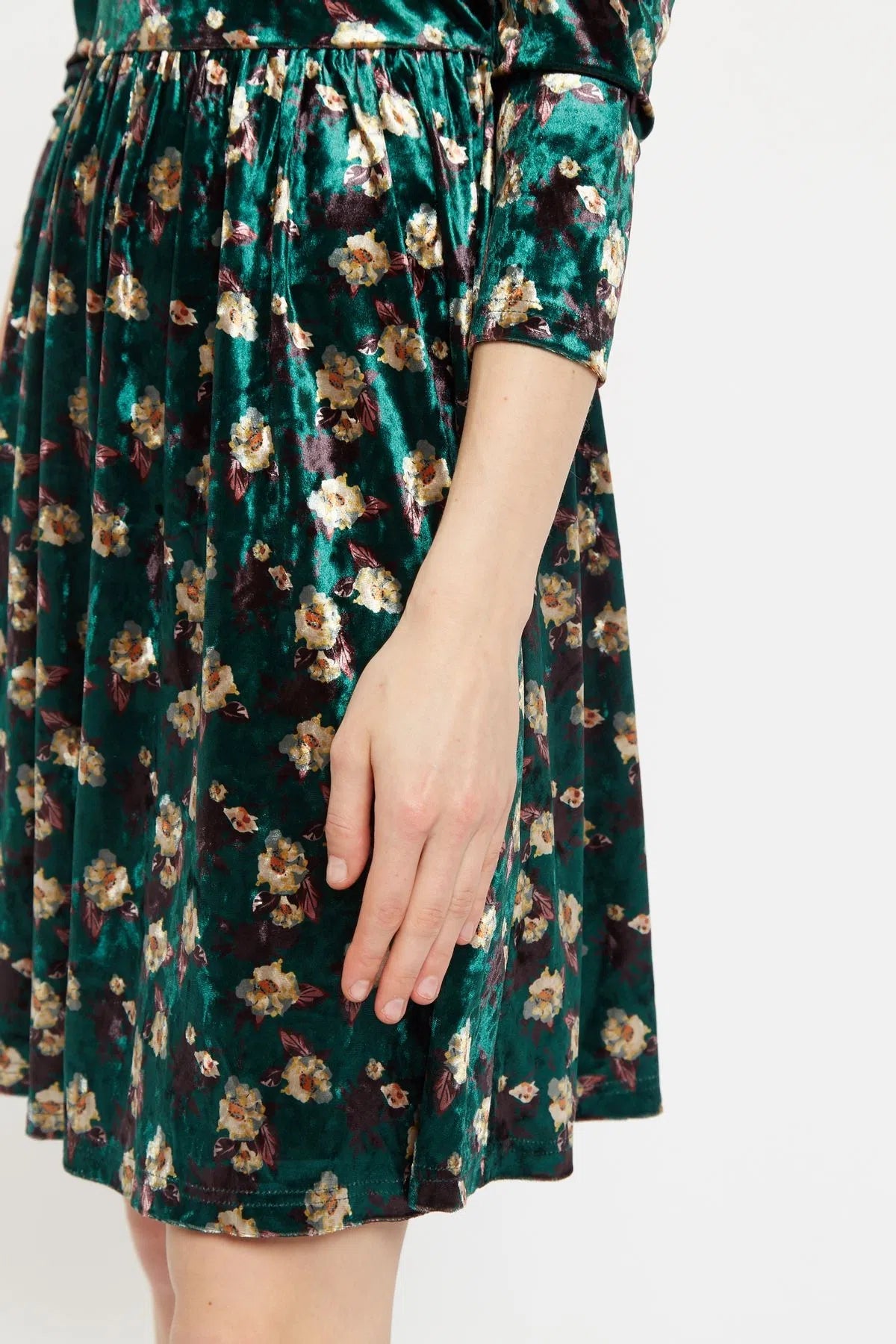 Louche Annalise Paintbrush Print Velvet V Neck Mini Dress