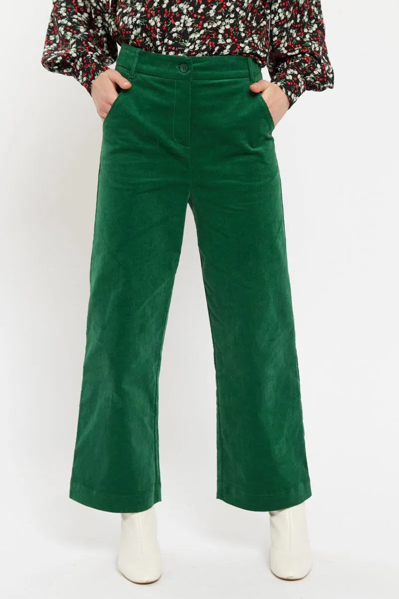 Louche Tim  Baby Cord Straight Cut Trouser Green