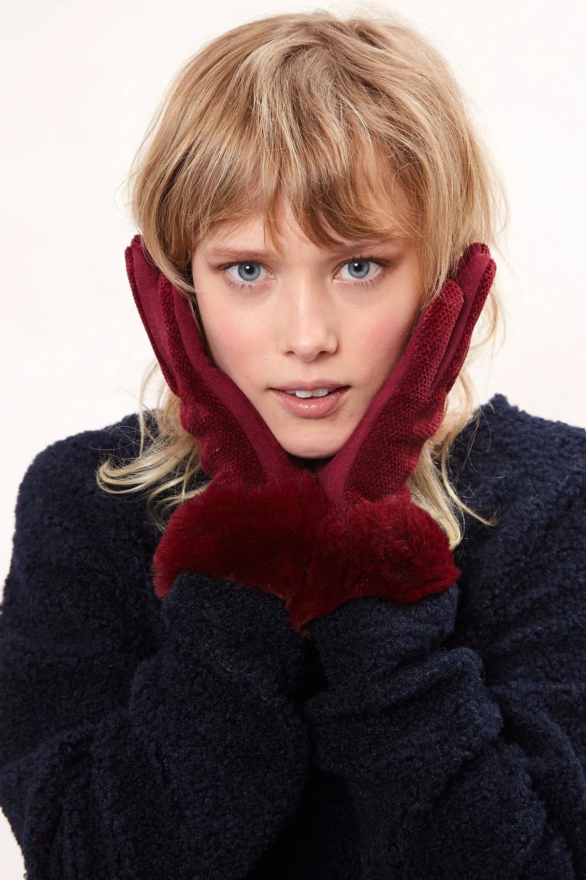 Emer Faux Suede Fur Cuffed Touch Screen Gloves