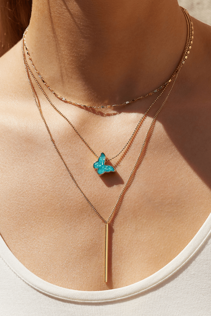 Louche Papillon 3 Strand Pendant Necklace - Front