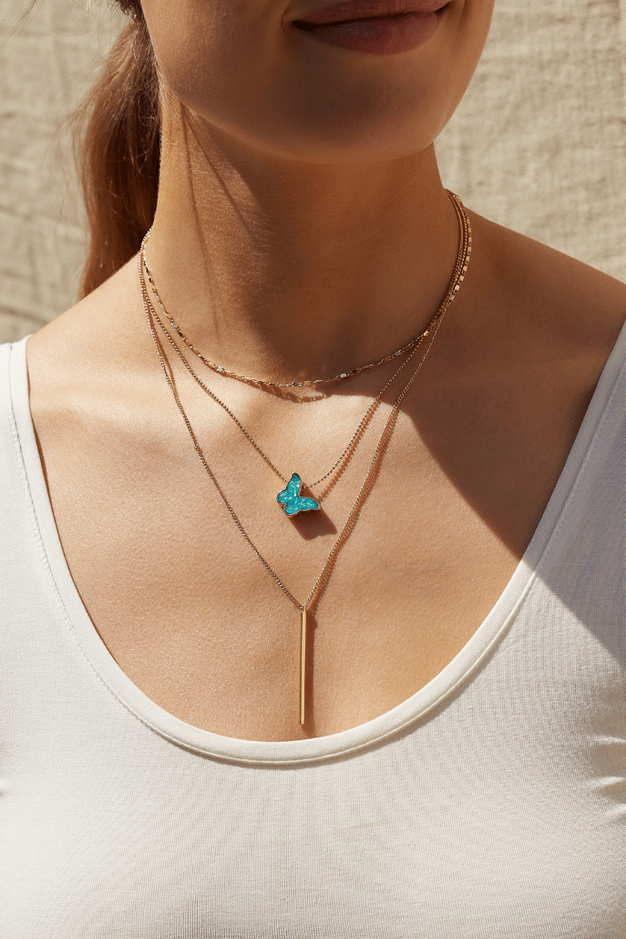 Papillon 3 Strand Pendant Necklace