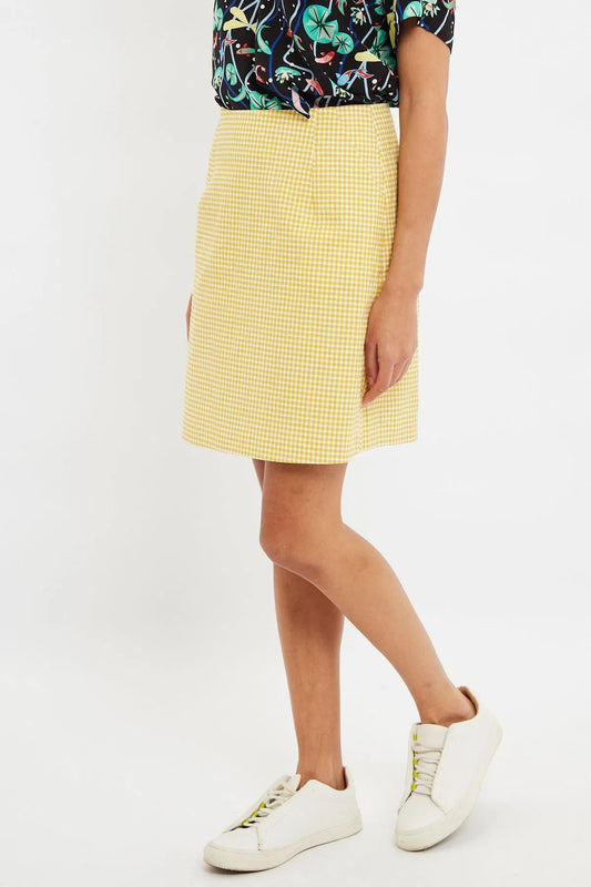 Louche Dylan Summer Gingham Mini Skirt In Yellow