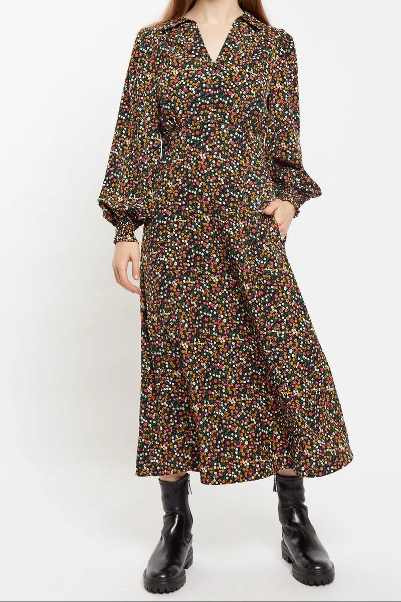 Louche Jussi Dippy Ditsy Print Midi Shirt Dress - Front
