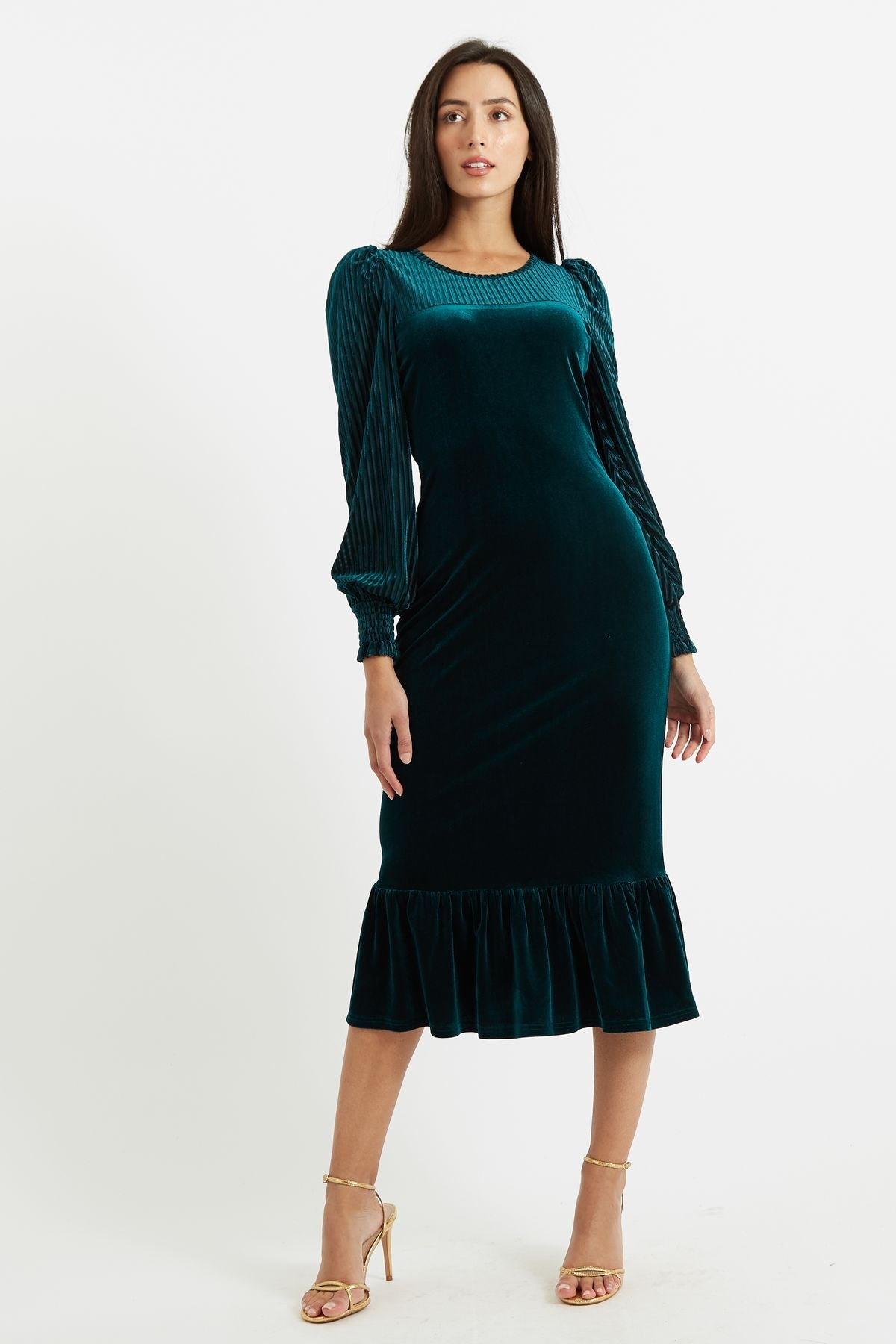 Mouna Velvet Stripe Midi Dress