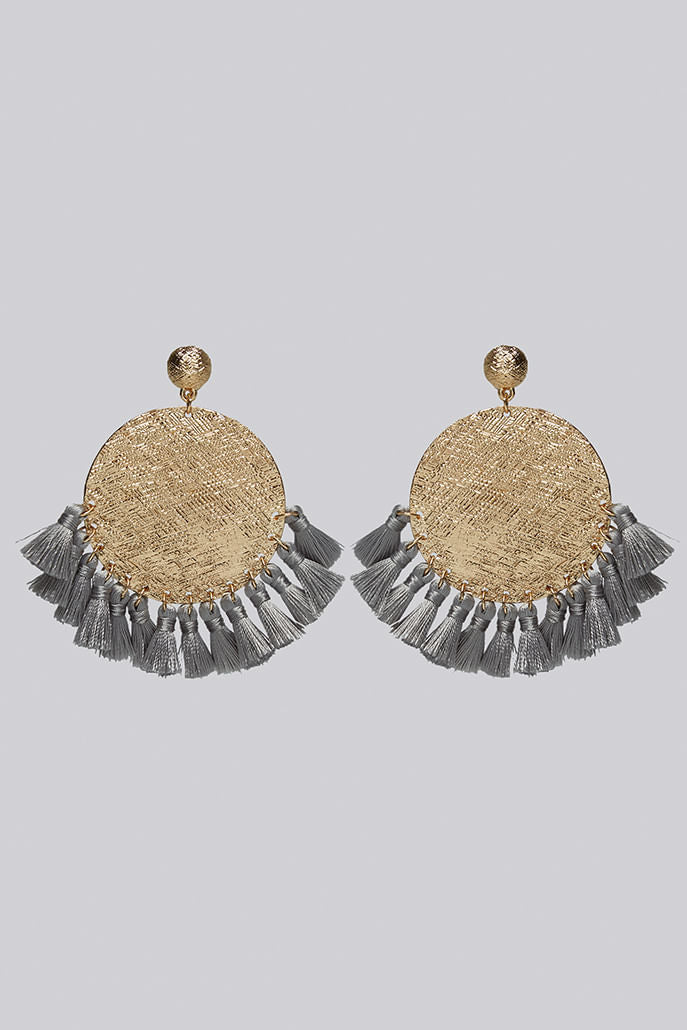 Louche Sally Gold Disc and Tassel Earrings