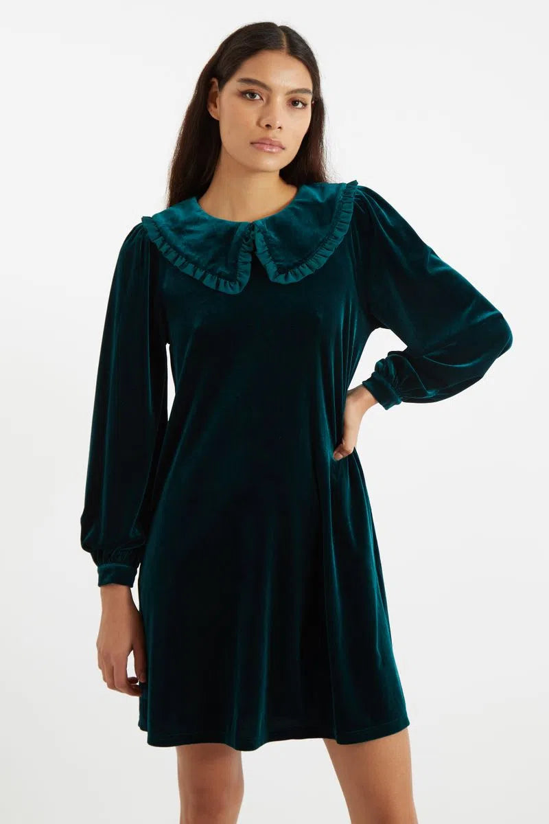 Louche Selia Velvet Statement Collar Mini Dress