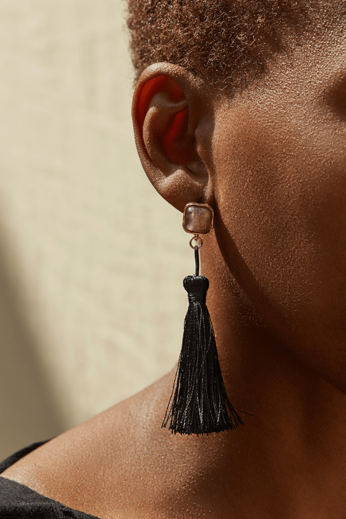 Louche Tempe Tassel Gemstone Earrings - Front